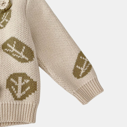 Leaf Jacquard Cotton Knit Cardigan (3m-3yrs)