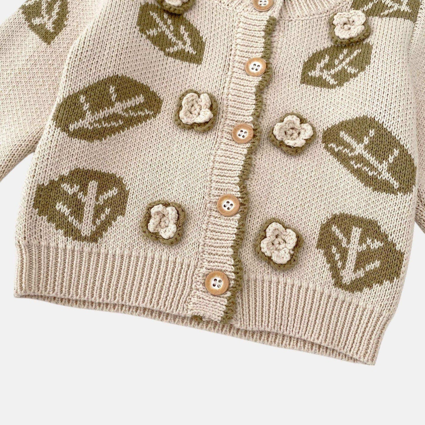 Leaf Jacquard Cotton Knit Cardigan (3m-3yrs)