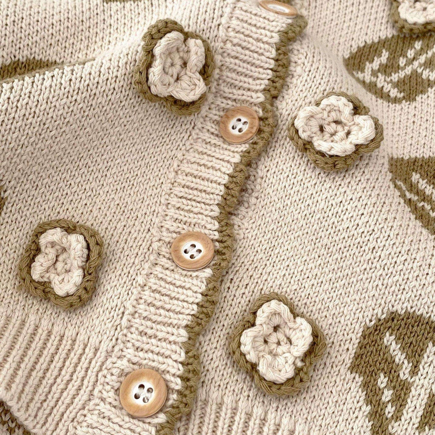 Leaf Jacquard Cotton Knit Cardigan (3m-3yrs)