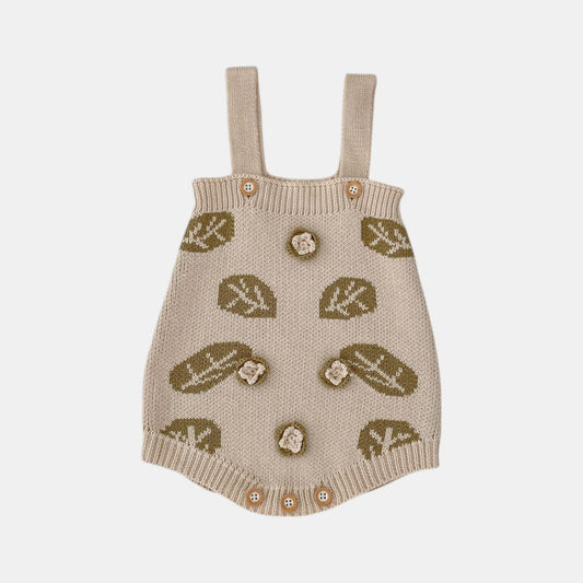 Leaf Jacquard Cotton Knit Romper (3m-3yrs)