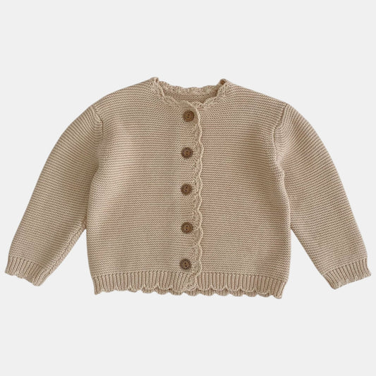 Leni Scallop Knit Cardigan - Beige (3m-3yrs)