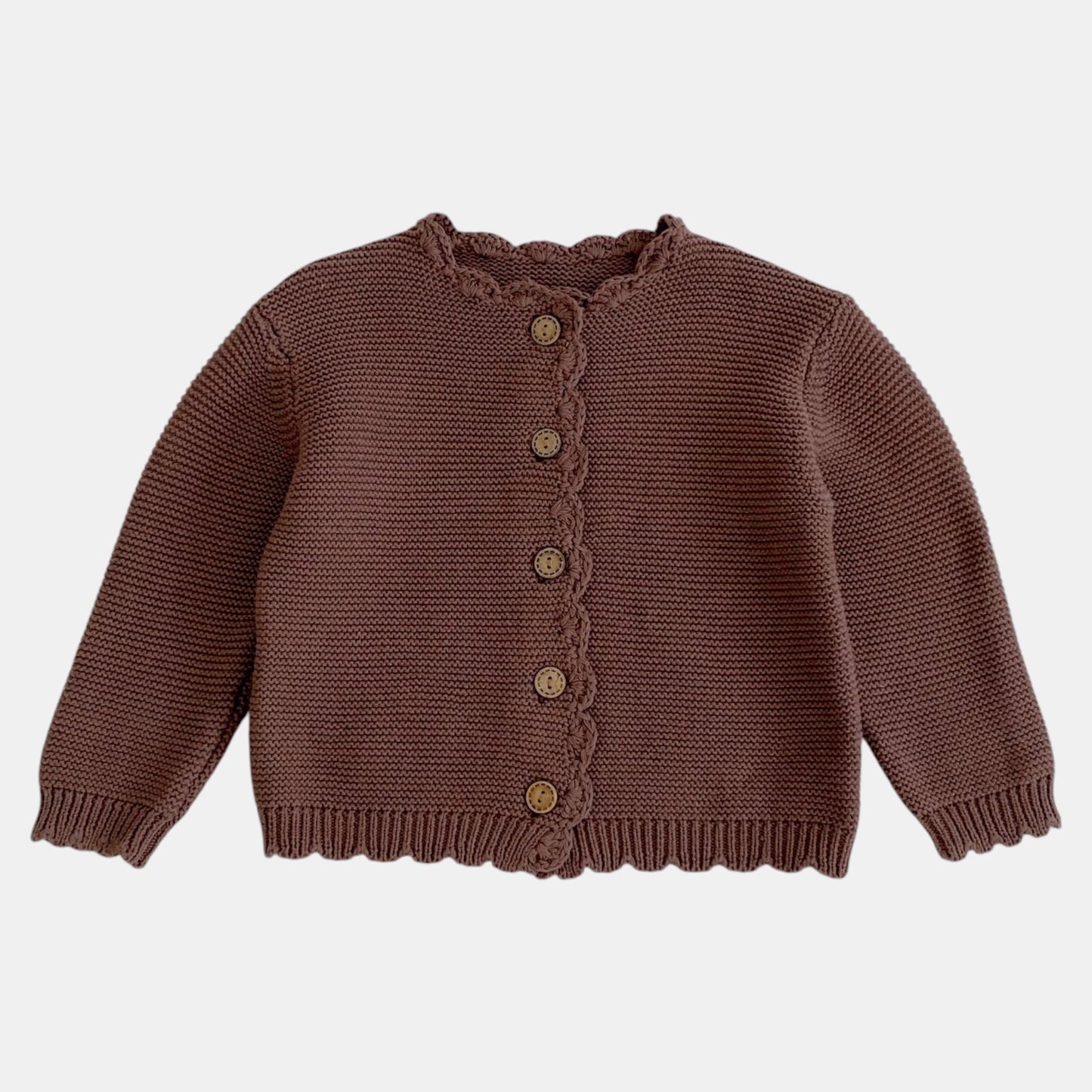 Leni Scallop Knit Cardigan - Cocoa (3m-3yrs)