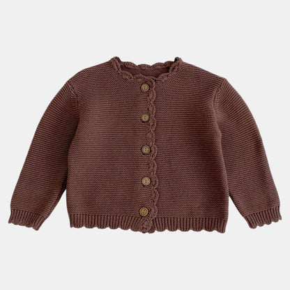 Leni Scallop Knit Cardigan - Cocoa (3m-3yrs)