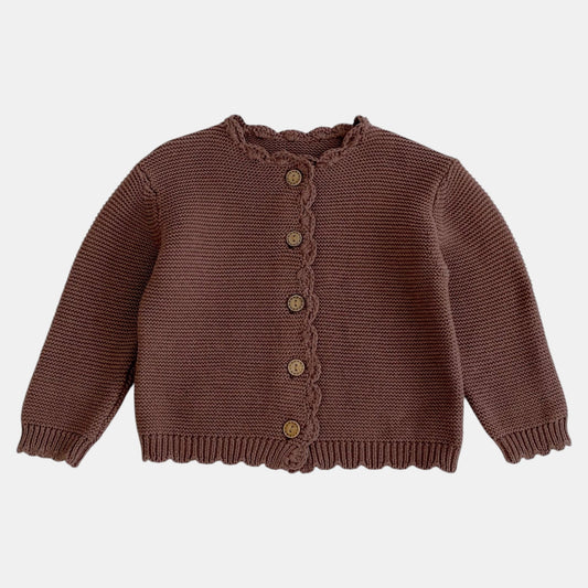 Leni Scallop Knit Cardigan - Cocoa (3m-3yrs)
