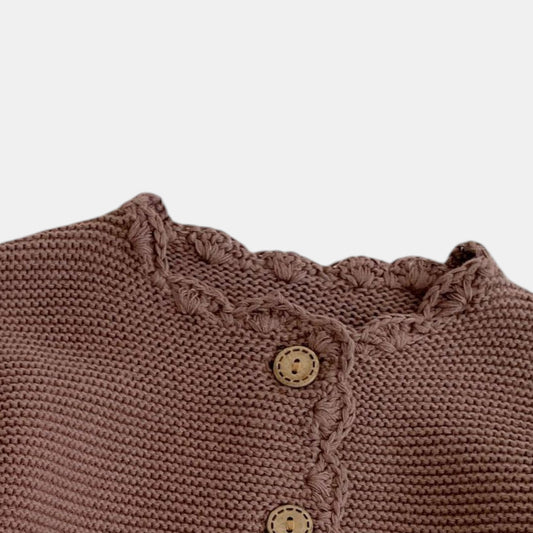Leni Scallop Knit Cardigan - Cocoa (3m-3yrs)