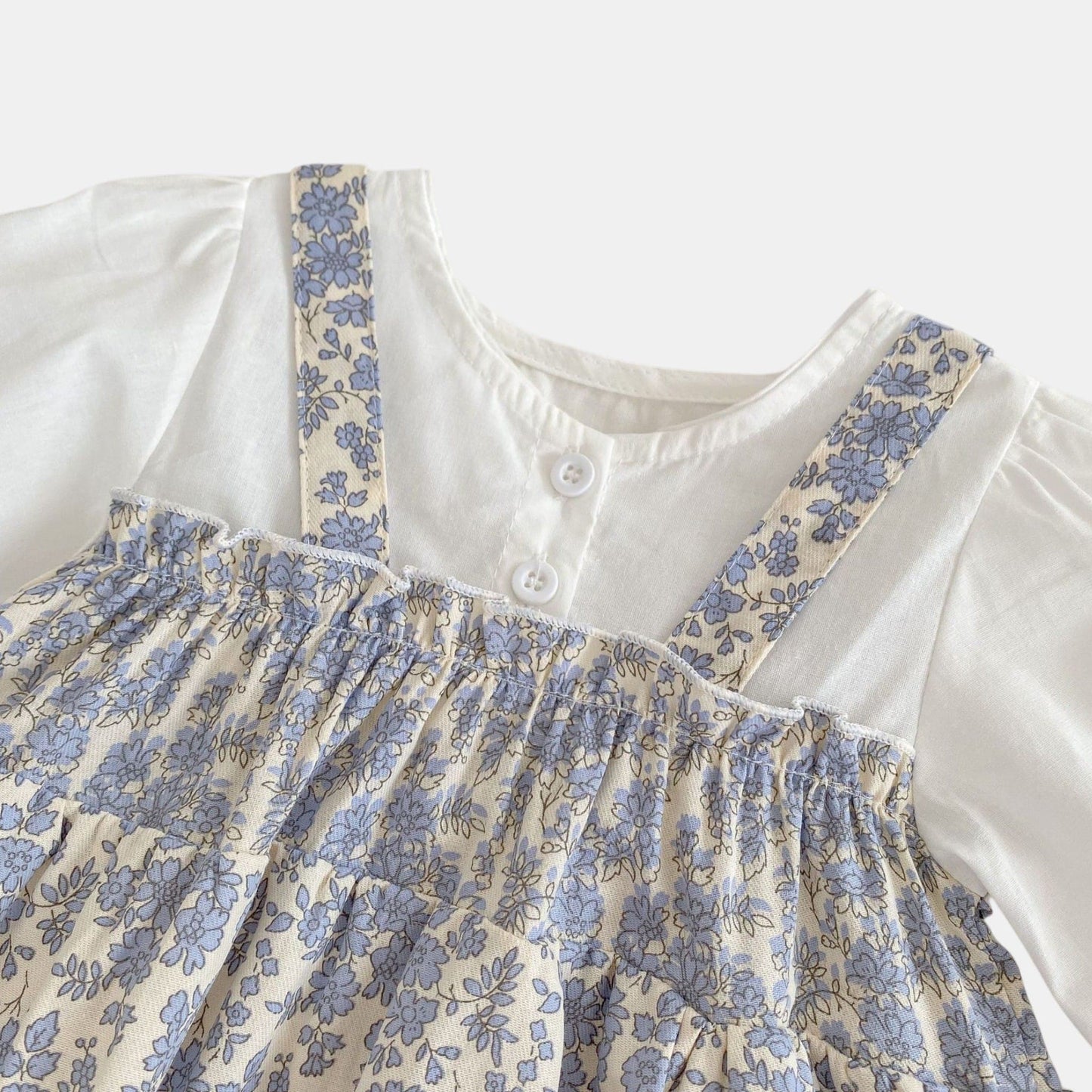Lila Romper Dress & Bonnet Set - Blue/White (3m-24m)