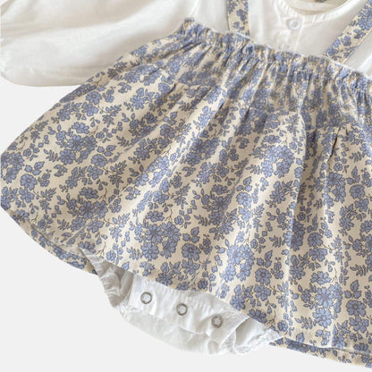 Lila Romper Dress & Bonnet Set - Blue/White (3m-24m)