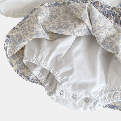 Lila Romper Dress & Bonnet Set - Blue/White (3m-24m)