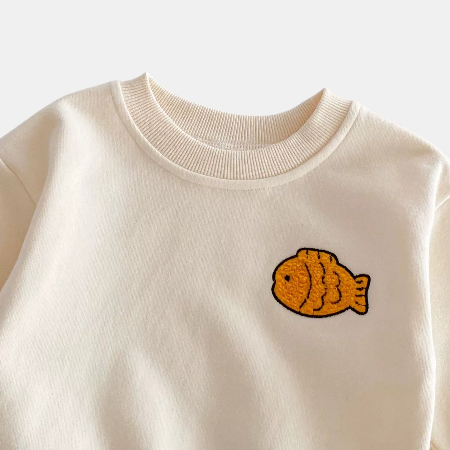 Little Goldfish Cotton Lounge Set, Cream (6m-4yrs)
