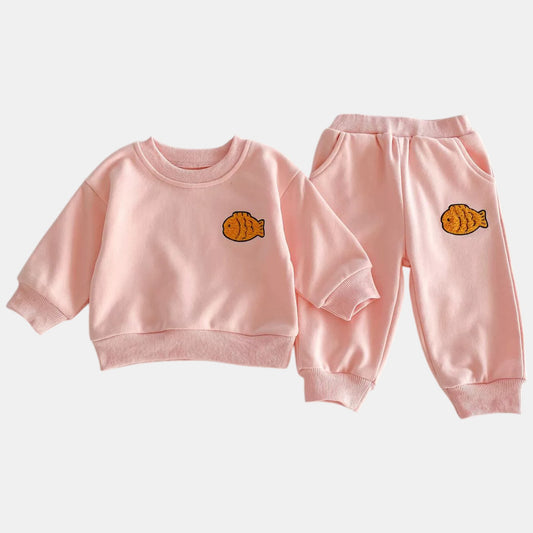 Little Goldfish Cotton Lounge Set, Pink (6m-4yrs)