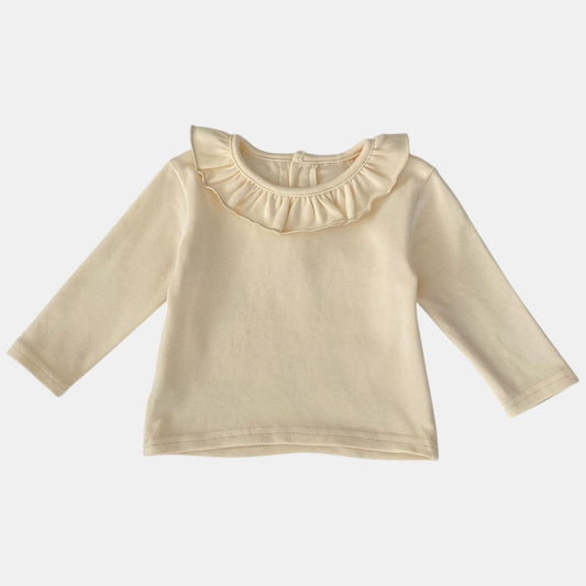 Lotus Ruffle Vanilla Cotton Top (3m-3yrs)