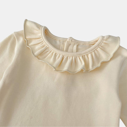 Lotus Ruffle Vanilla Cotton Top (3m-3yrs)