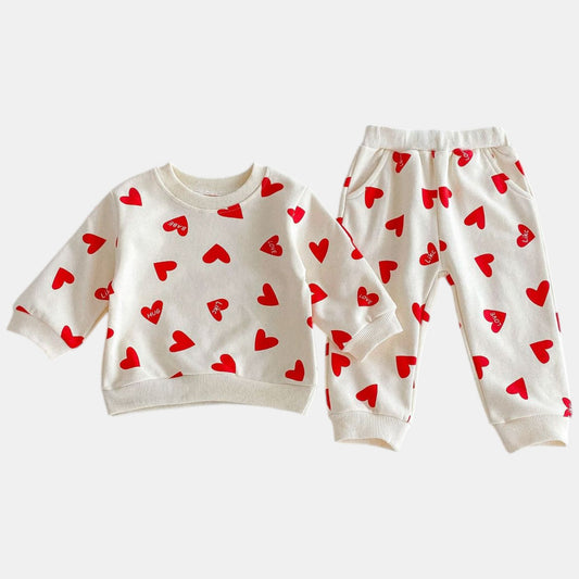 Loving Hearts Cotton Lounge Set (6m-4yrs)