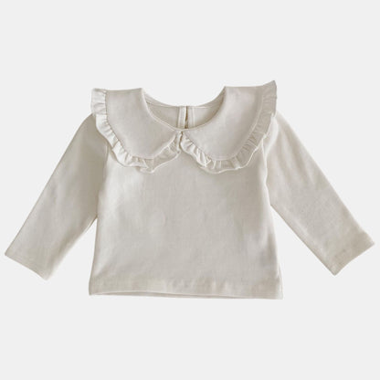 Luna Ruffle Cotton Top, Ivory (3m-3yrs)