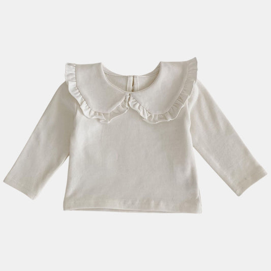Luna Ruffle Cotton Top, Ivory (3m-3yrs)