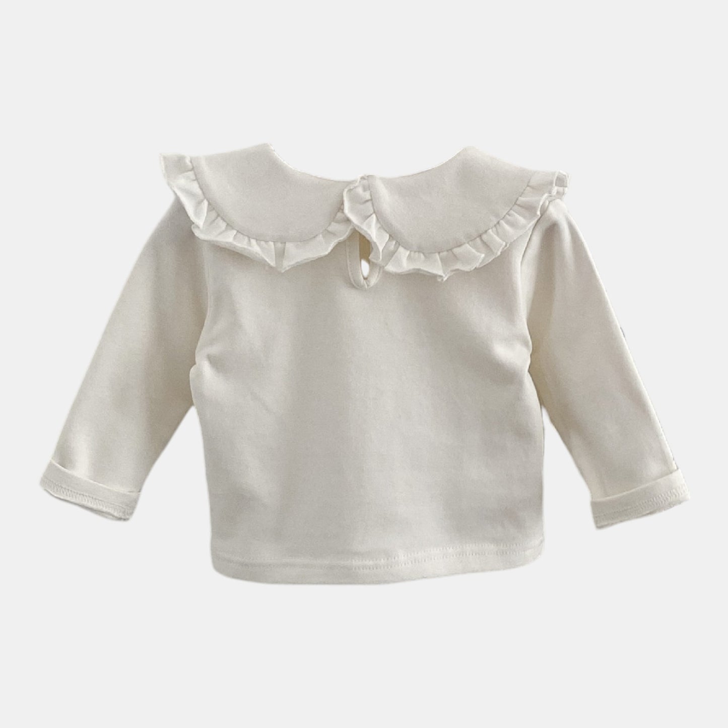Luna Ruffle Cotton Top, Ivory (3m-3yrs)