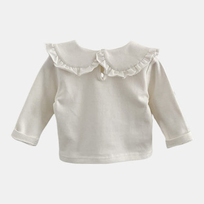 Luna Ruffle Cotton Top, Ivory (3m-3yrs)