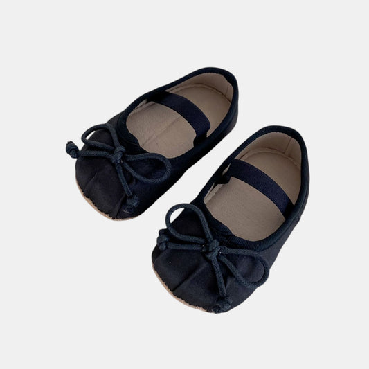 Luxe Bow Baby Shoes, Black (11-13cm)