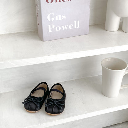 Luxe Bow Baby Shoes, Black (11-13cm)