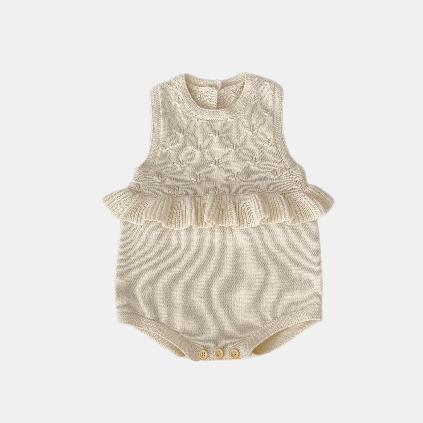 Lydia Ruffle Knit Romper - Cream (3m-24m)