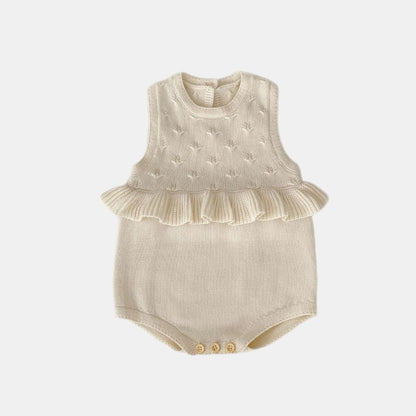 Lydia Ruffle Knit Romper - Cream (3m-24m)