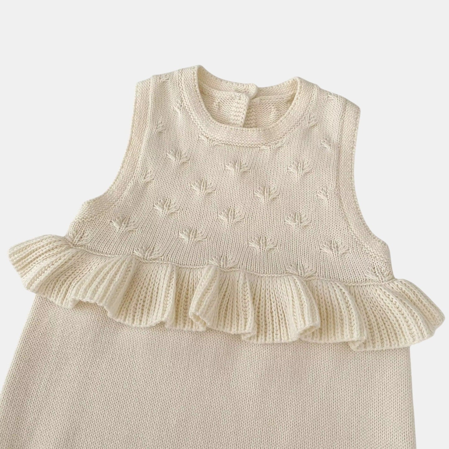 Lydia Ruffle Knit Romper - Cream (3m-24m)