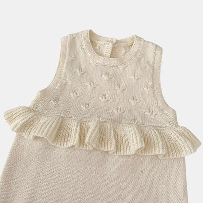 Lydia Ruffle Knit Romper - Cream (3m-24m)