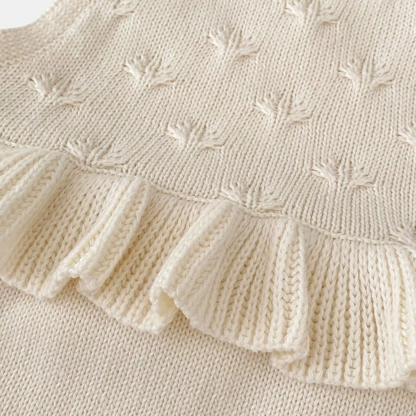 Lydia Ruffle Knit Romper - Cream (3m-24m)