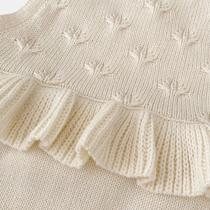 Lydia Ruffle Knit Romper - Cream (3m-24m)
