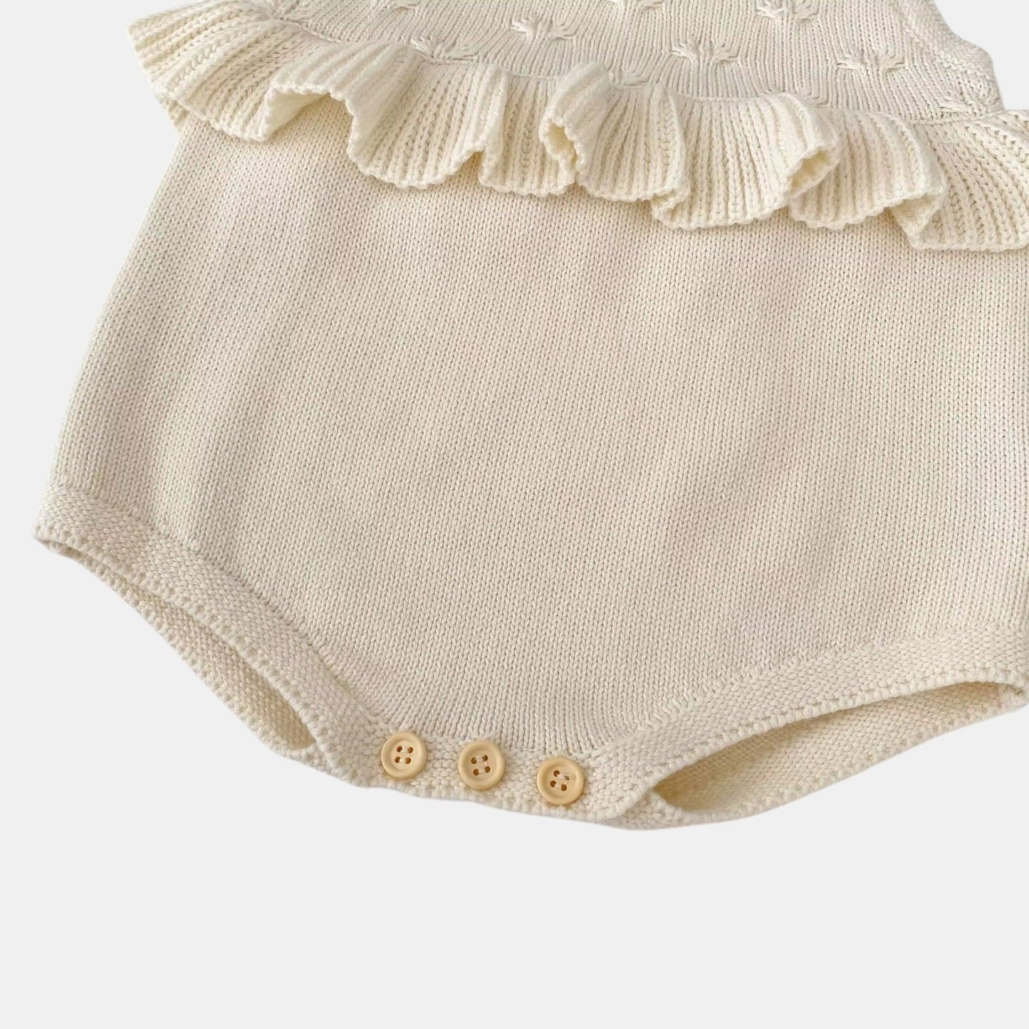 Lydia Ruffle Knit Romper - Cream (3m-24m)