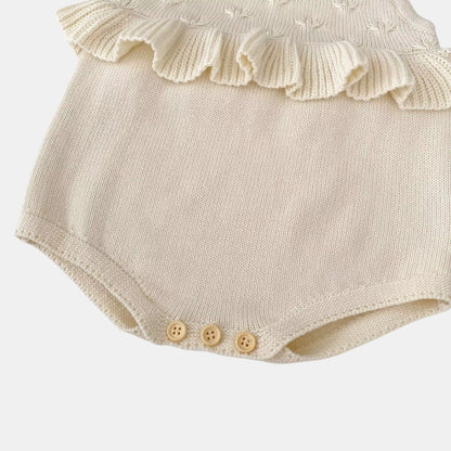 Lydia Ruffle Knit Romper - Cream (3m-24m)