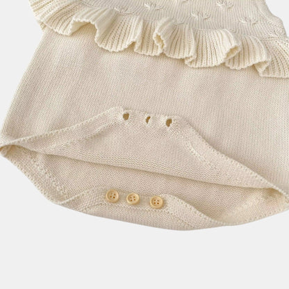 Lydia Ruffle Knit Romper - Cream (3m-24m)
