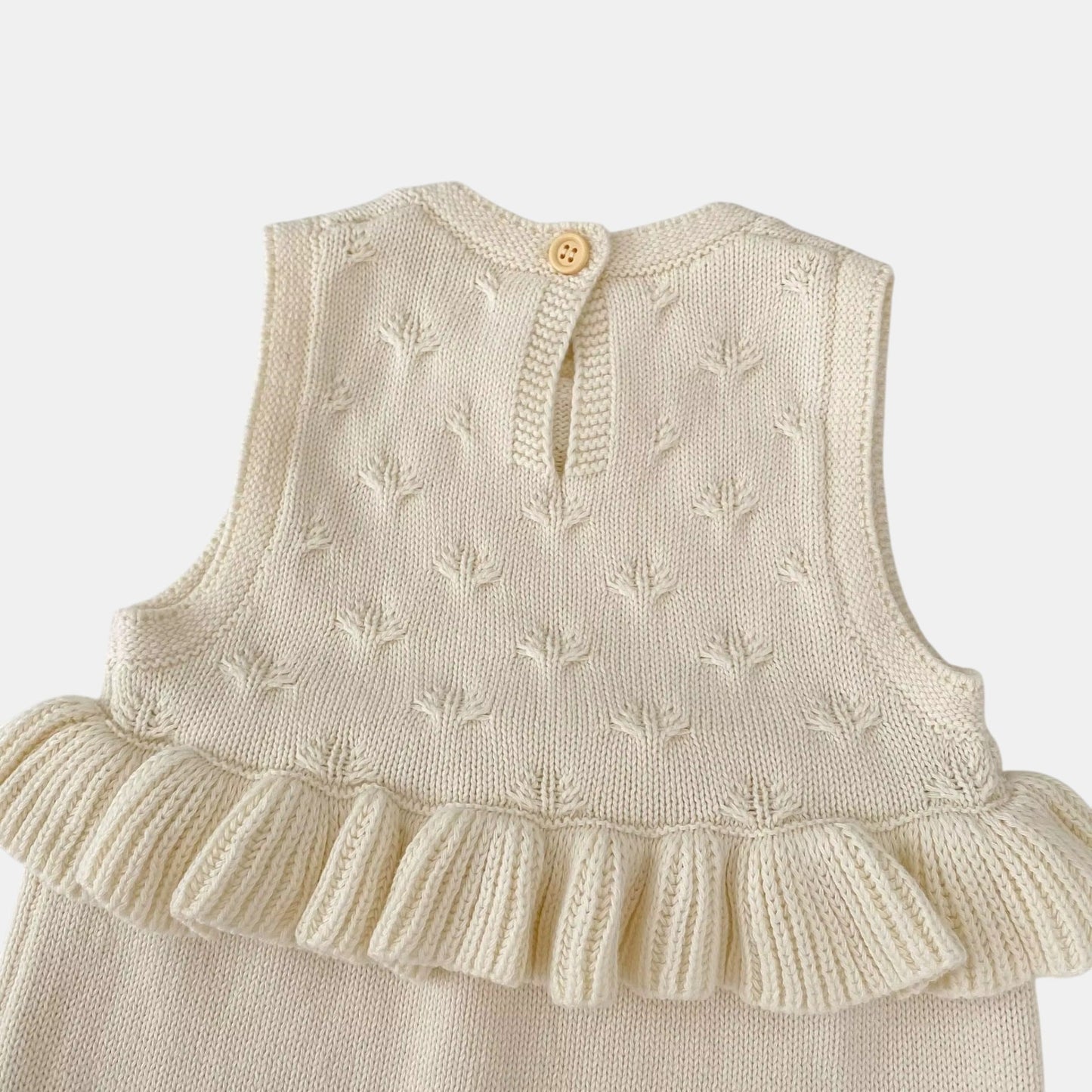 Lydia Ruffle Knit Romper - Cream (3m-24m)