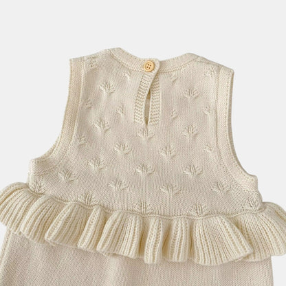 Lydia Ruffle Knit Romper - Cream (3m-24m)