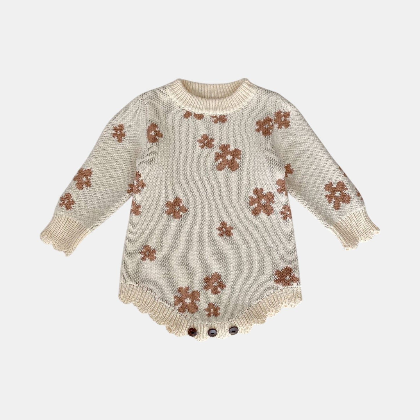 Maple Blossom Cotton Knit Romper (3m-24m)