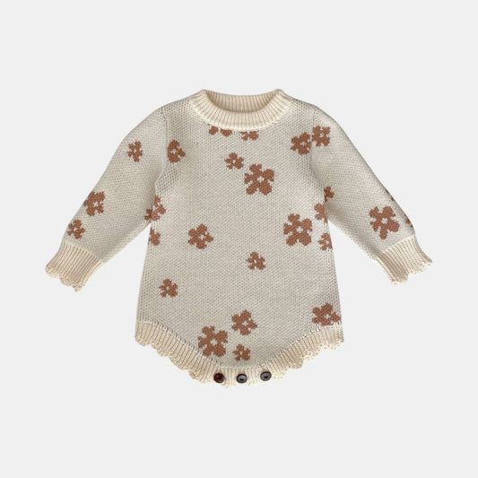 Maple Blossom Cotton Knit Romper (3m-24m)