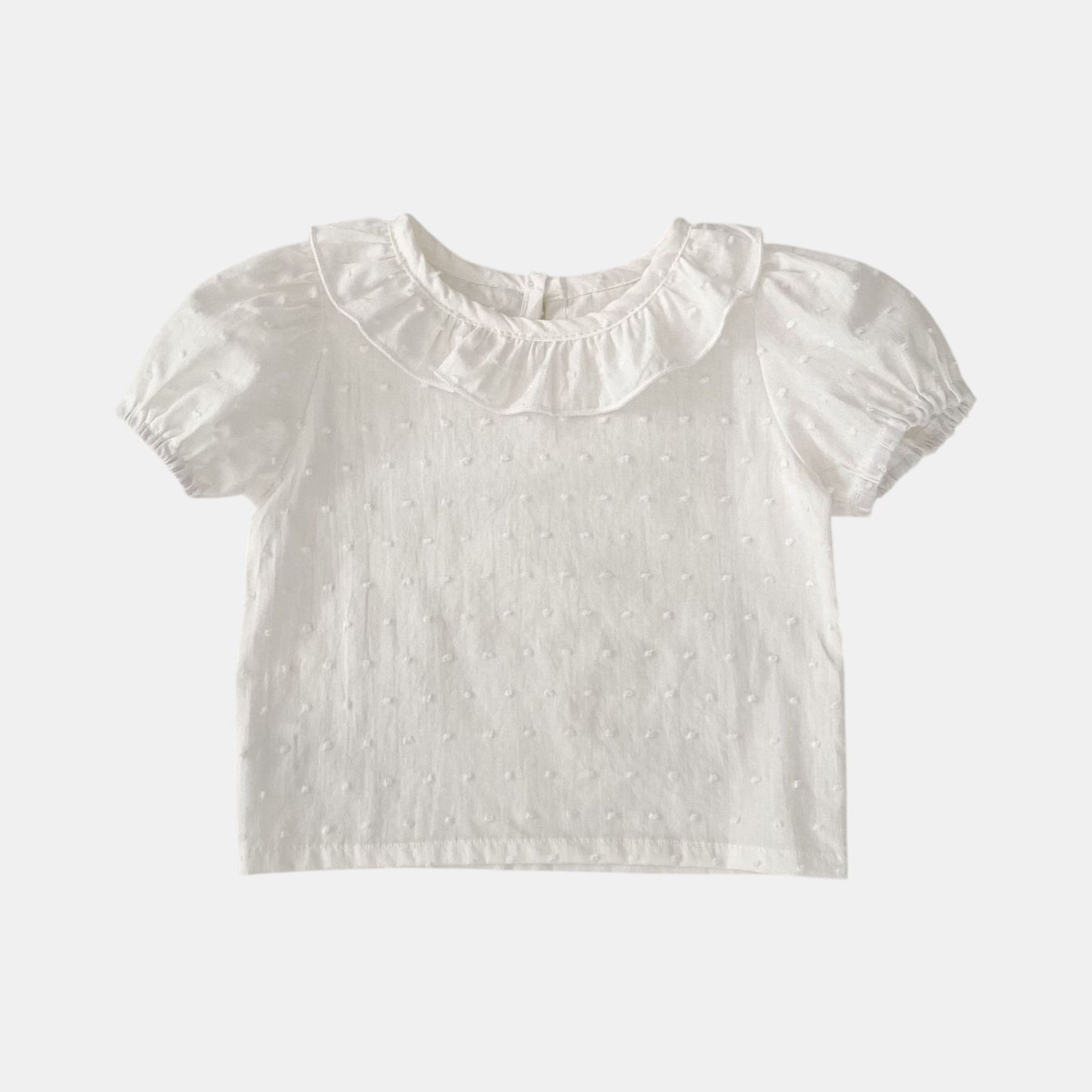Mina Plumeti Cotton Top - White (3m-3yrs)