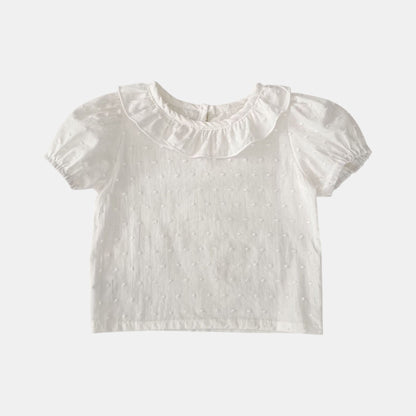 Mina Plumeti Cotton Top - White (3m-3yrs)