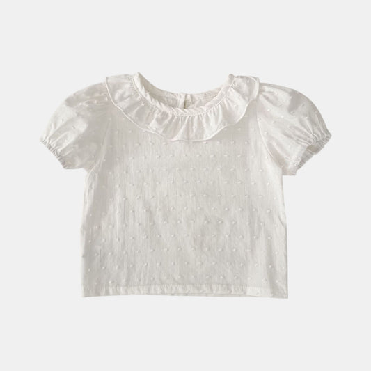 Mina Plumeti Cotton Top - White (3m-3yrs)