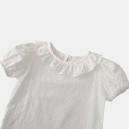 Mina Plumeti Cotton Top - White (3m-3yrs)