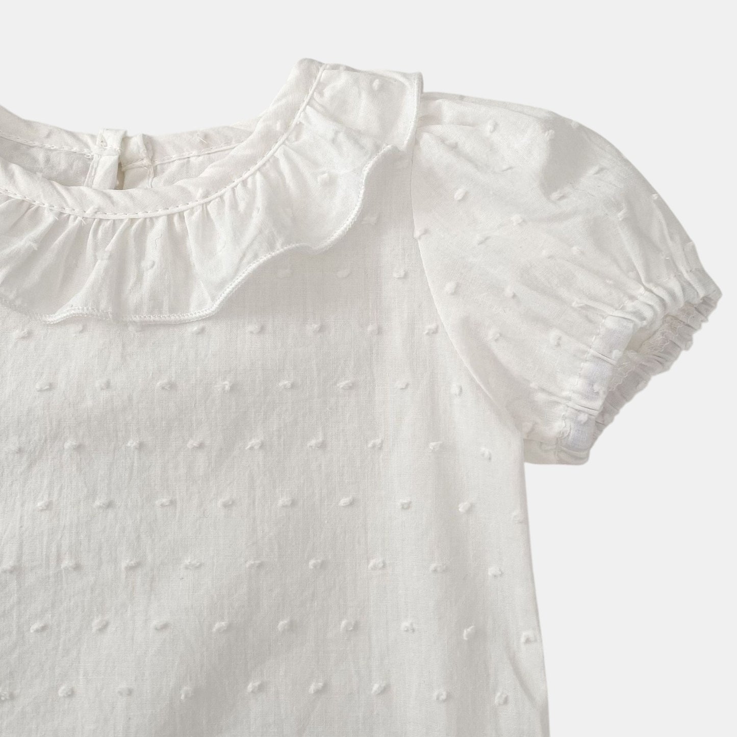 Mina Plumeti Cotton Top - White (3m-3yrs)
