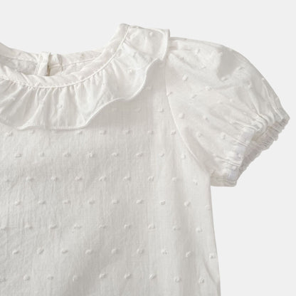 Mina Plumeti Cotton Top - White (3m-3yrs)