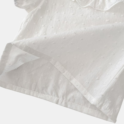 Mina Plumeti Cotton Top - White (3m-3yrs)