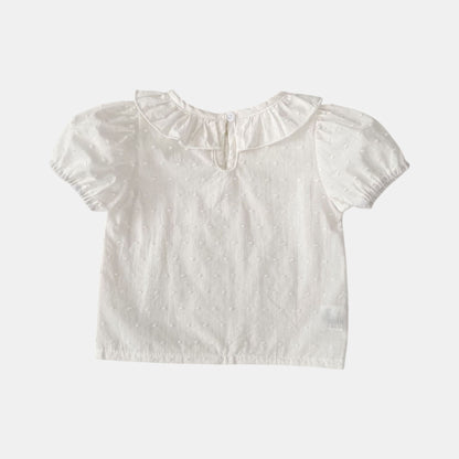 Mina Plumeti Cotton Top - White (3m-3yrs)