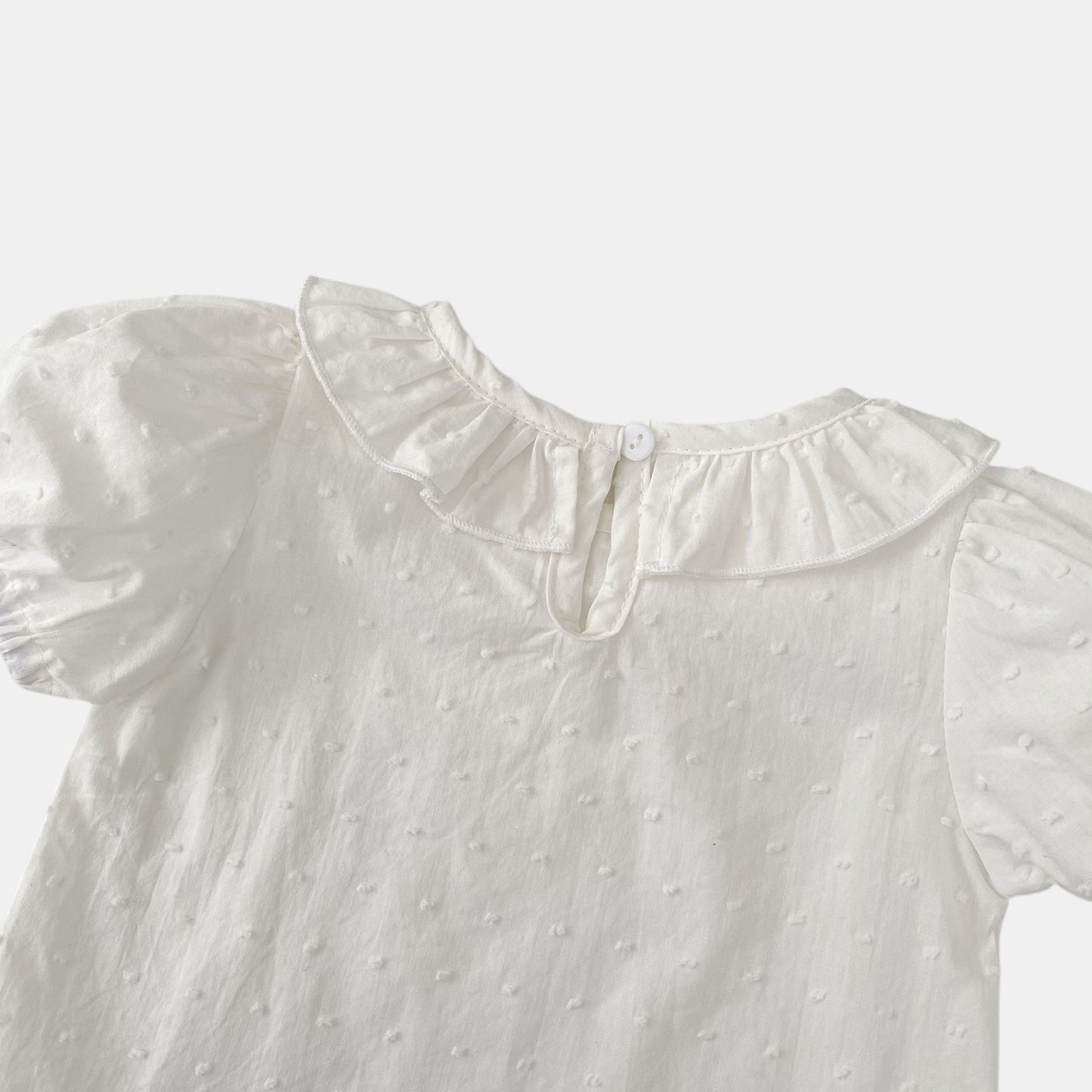 Mina Plumeti Cotton Top - White (3m-3yrs)
