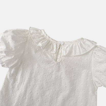 Mina Plumeti Cotton Top - White (3m-3yrs)
