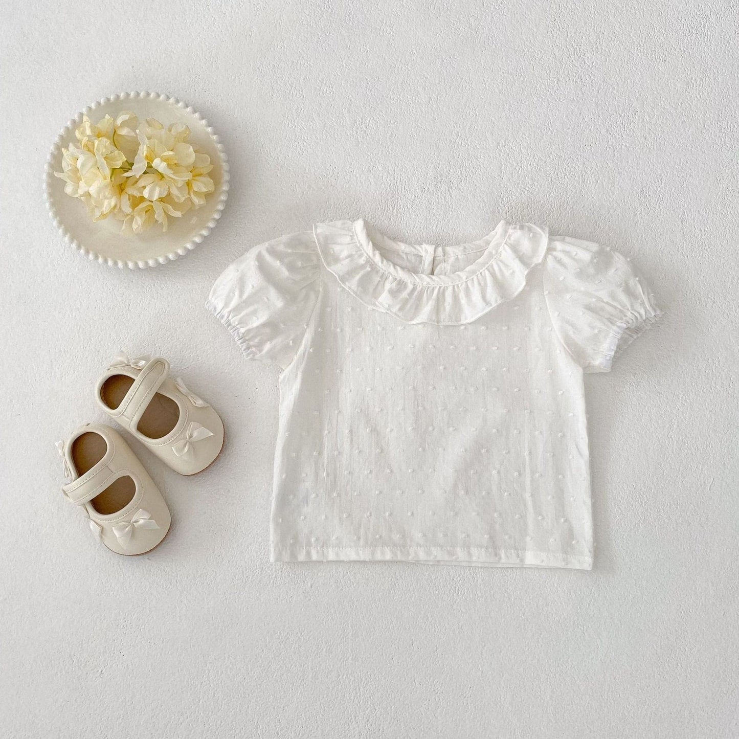 Mina Plumeti Cotton Top - White (3m-3yrs)