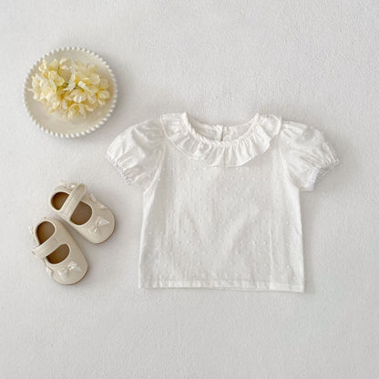 Mina Plumeti Cotton Top - White (3m-3yrs)