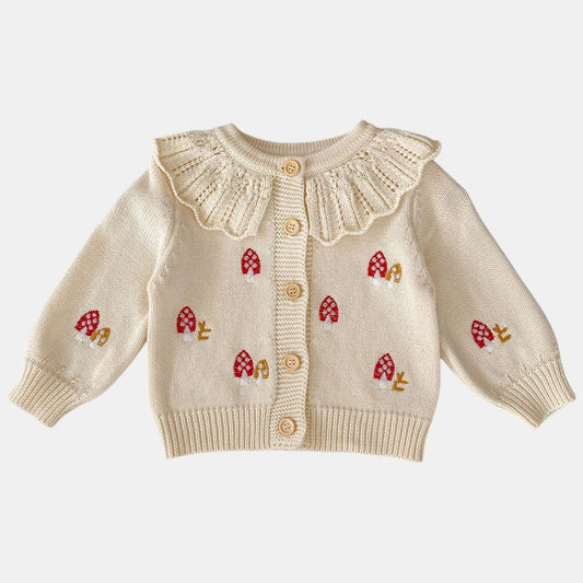 Mushroom Fable Cotton Knit Cardigan (3m-3yrs)