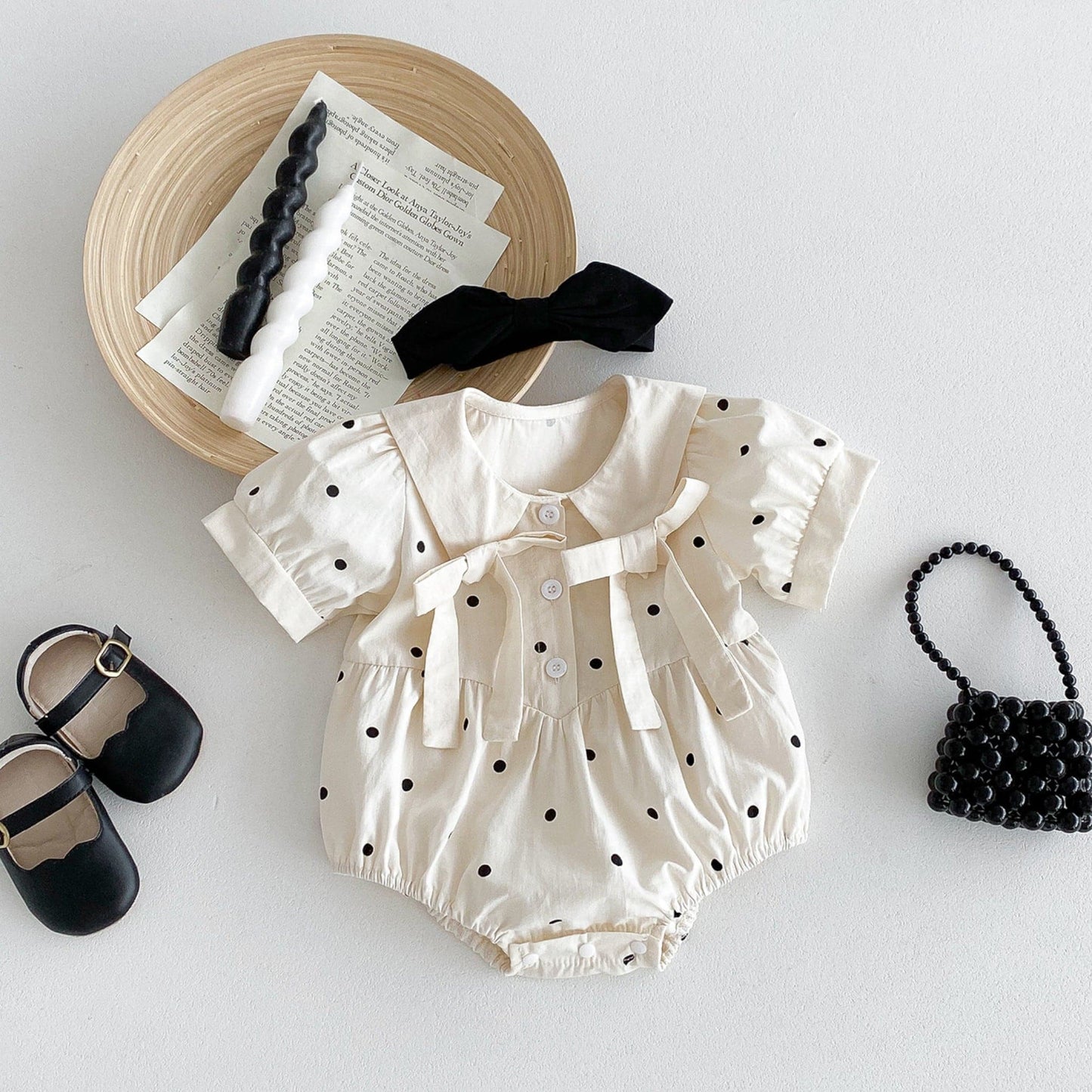Nina Polka Dot Cotton Romper Set (3m-3yrs)